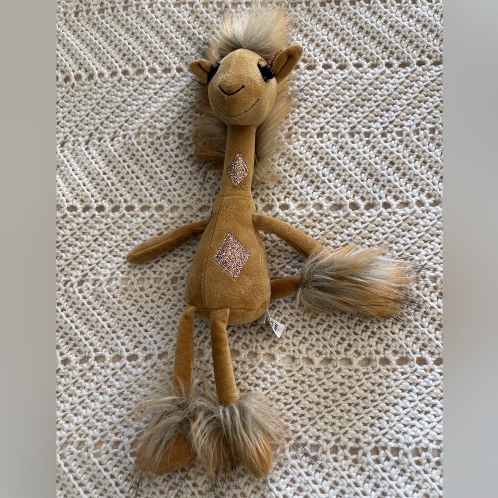 Jellycat Tan and Brown Giraffe Plush with bronze glitter accents